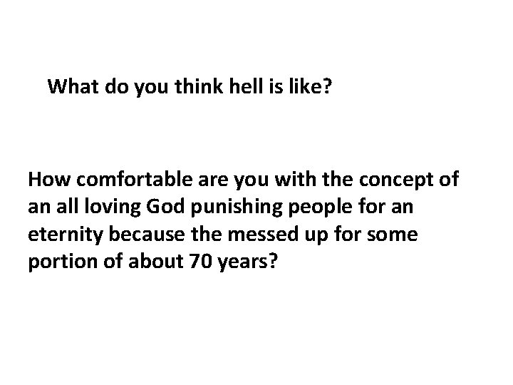 What do you think hell is like? How comfortable are you with the concept