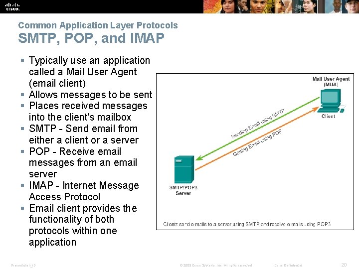 Common Application Layer Protocols SMTP, POP, and IMAP § Typically use an application called