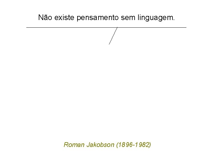 Não existe pensamento sem linguagem. Roman Jakobson (1896 -1982) Língua e linguagem - Marcos