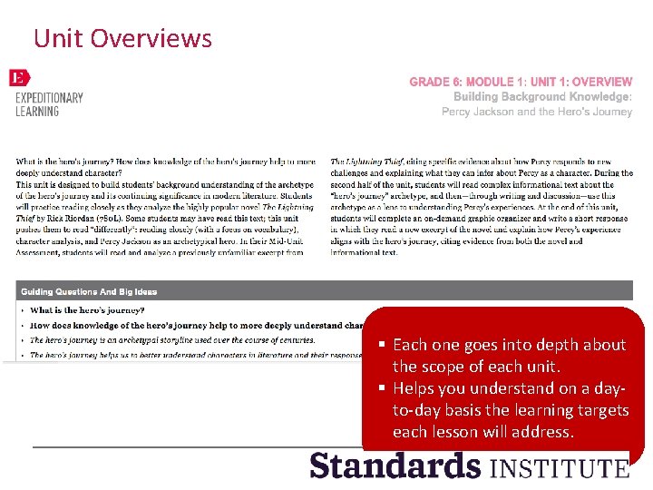 Unit Overviews § Each one goes into depth about the scope of each unit.