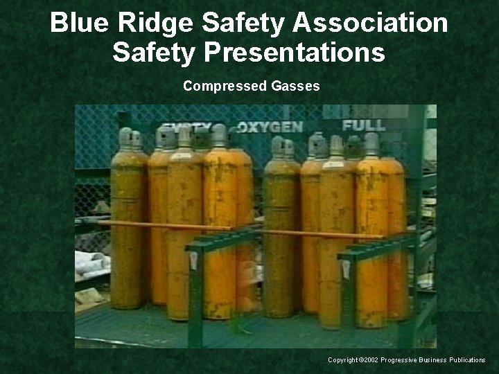 Blue Ridge Safety Association Safety Presentations Compressed Gasses Copyright ã 2002 Progressive Business Publications