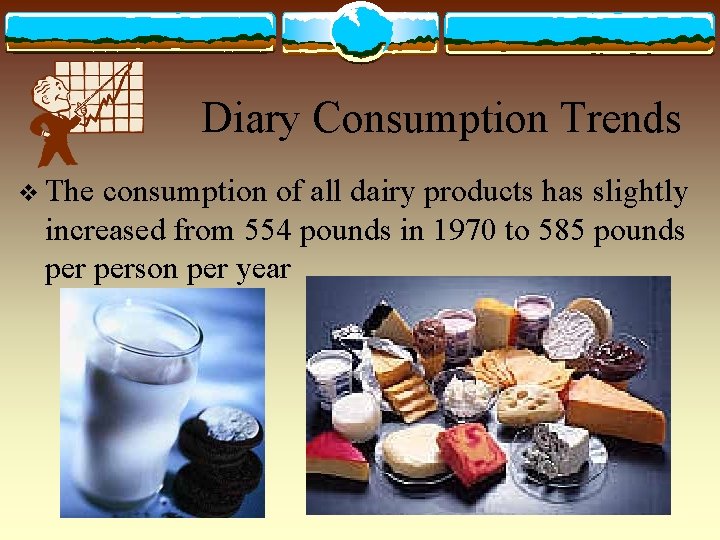 Diary Consumption Trends v The consumption of all dairy products has slightly increased from