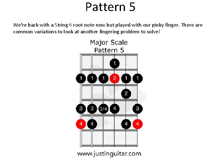 Pattern 5 We're back with a String 6 root note now but played with