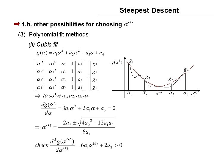 Steepest Descent 1. b. other possibilities for choosing (3) Polynomial fit methods (ii) Cubic