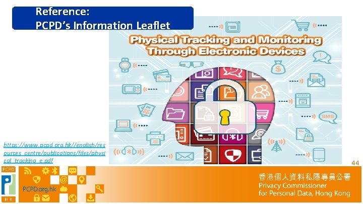 Reference: PCPD’s Information Leaflet https: //www. pcpd. org. hk//english/res ources_centre/publications/files/physi cal_tracking_e. pdf 44 