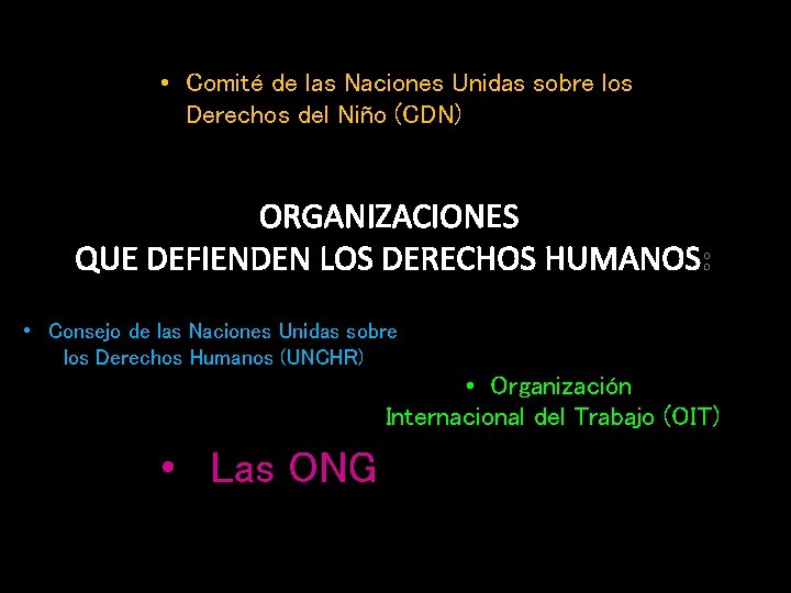  • Comité de las Naciones Unidas sobre los Derechos del Niño (CDN) ORGANIZACIONES