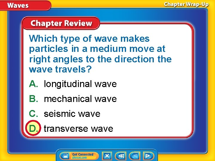 Which type of wave makes particles in a medium move at right angles to