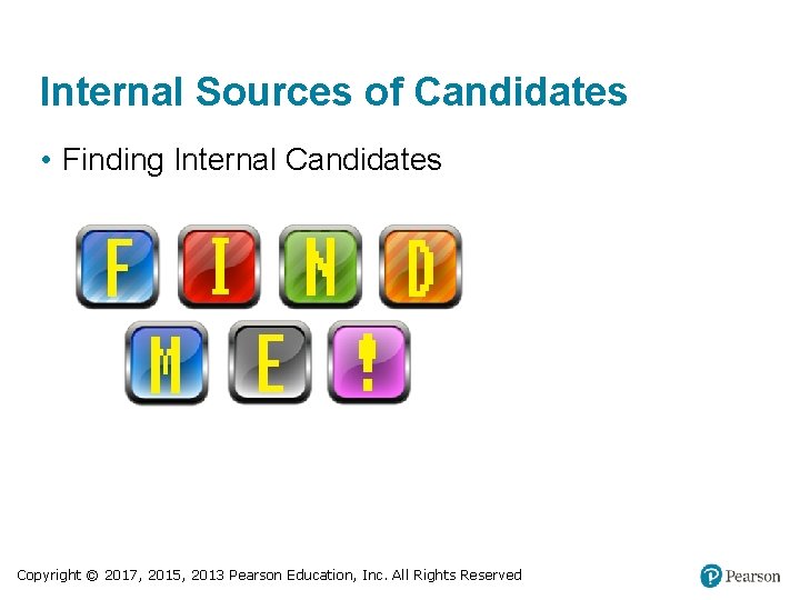 Internal Sources of Candidates • Finding Internal Candidates Copyright © 2017, 2015, 2013 Pearson