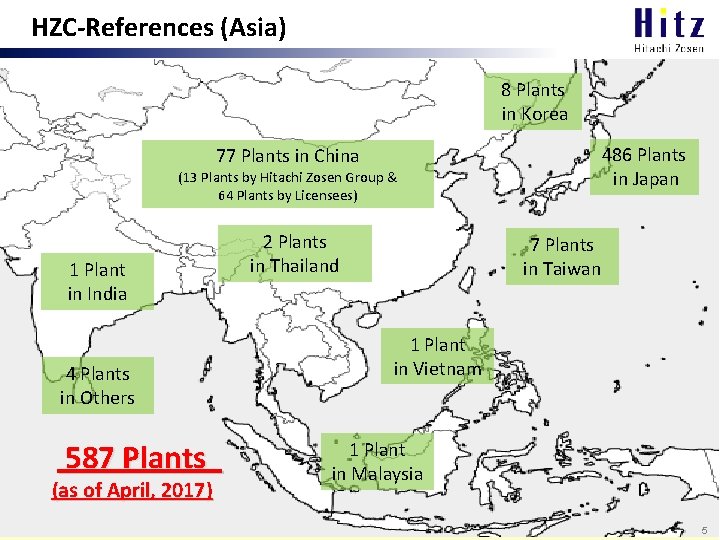 HZC-References (Asia) 8 Plants in Korea 486 Plants in Japan 77 Plants in China HZC-References (Asia) 8 Plants in Korea 486 Plants in Japan 77 Plants in China
