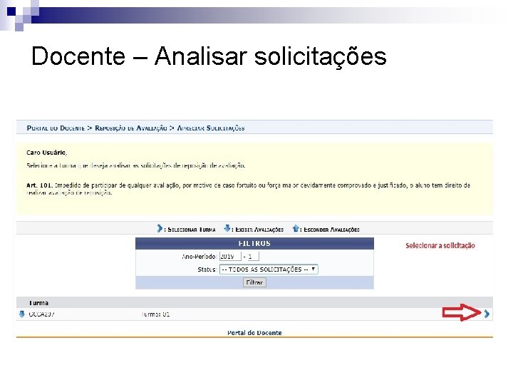 Docente – Analisar solicitações 