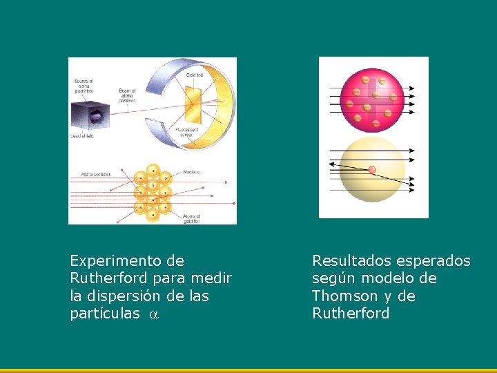 Experimento de Rutherford para medir la dispersión de las partículas Resultados esperados según modelo