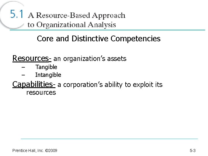 Core and Distinctive Competencies Resources- an organization’s assets – – Tangible Intangible Capabilities- a