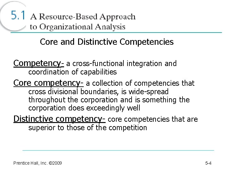 Core and Distinctive Competencies Competency- a cross-functional integration and coordination of capabilities Core competency-