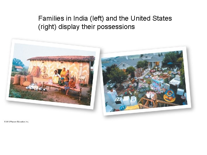 Families in India (left) and the United States (right) display their possessions Families in India (left) and the United States (right) display their possessions