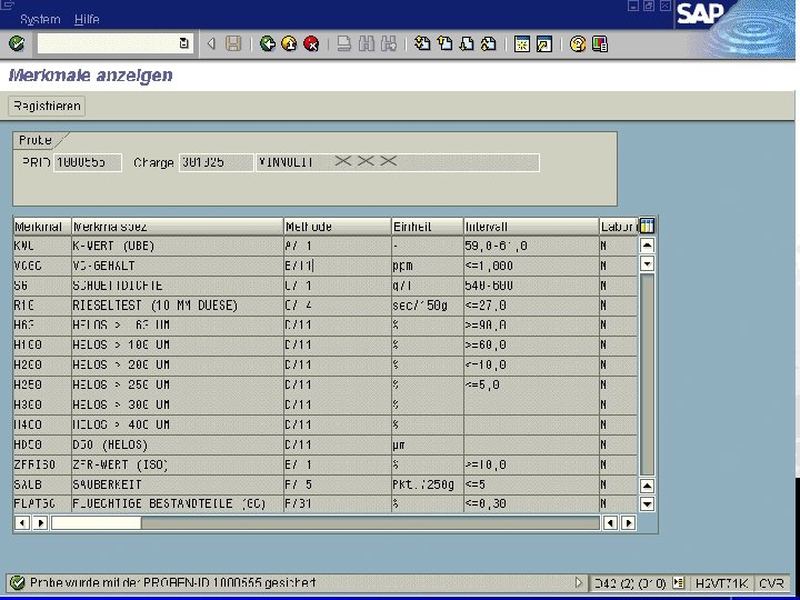 Registrieren der Freigabeprobe Thomas Mickley Prototyp SAP LIMS 