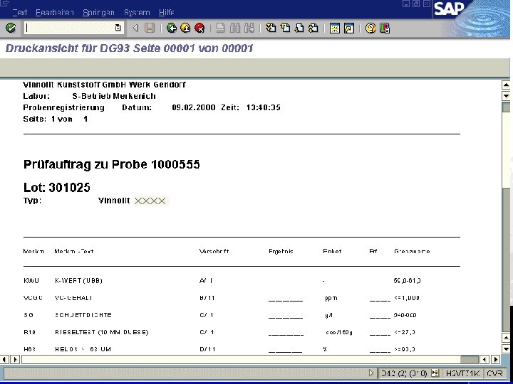 Registrieren der Freigabeprobe Thomas Mickley Prototyp SAP LIMS 