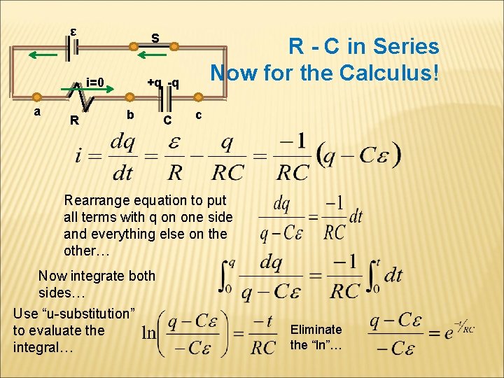 ε S i=0 a R R - C in Series Now for the Calculus!