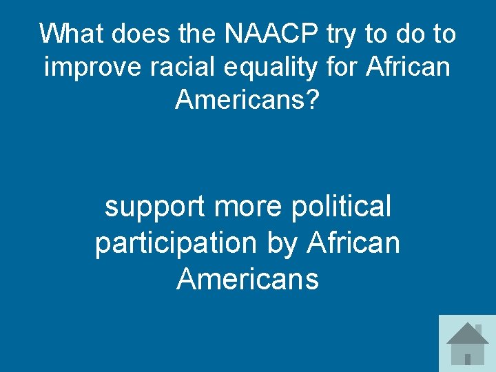 What does the NAACP try to do to improve racial equality for African Americans?