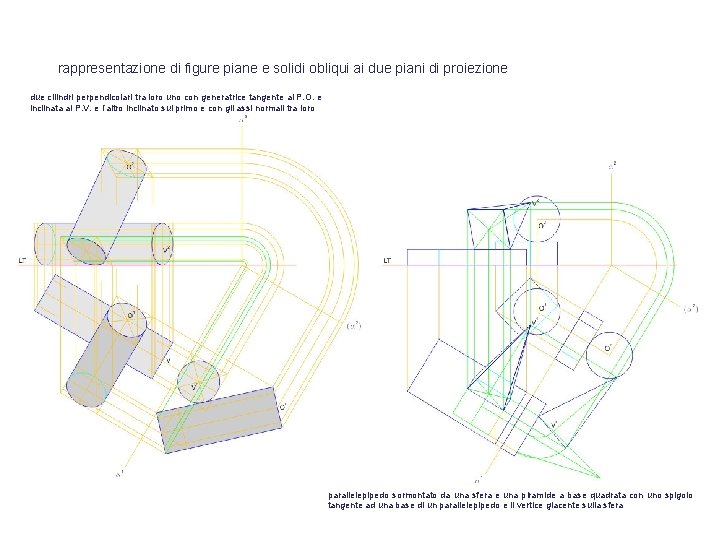 rappresentazione di figure piane e solidi obliqui ai due piani di proiezione due cilindri