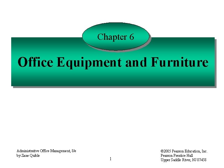 Chapter 6 Office Equipment and Furniture Administrative Office Management, 8/e by Zane Quible 1