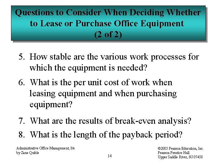 Questions to Consider When Deciding Whether to Lease or Purchase Office Equipment (2 of