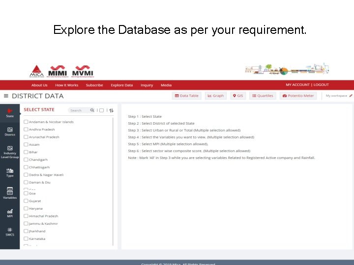 Explore the Database as per your requirement. 