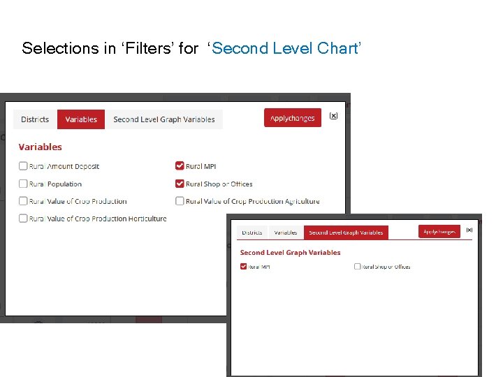 Selections in ‘Filters’ for ‘Second Level Chart’ 