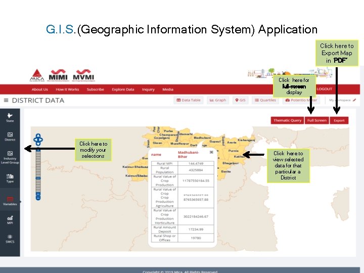 G. I. S. (Geographic Information System) Application Click here to Export Map in ‘PDF’