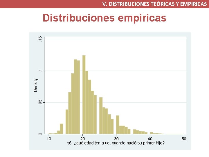V. DISTRIBUCIONES TEÓRICAS Y EMPIRICAS Distribuciones empíricas V. DISTRIBUCIONES TEÓRICAS Y EMPIRICAS Distribuciones empíricas