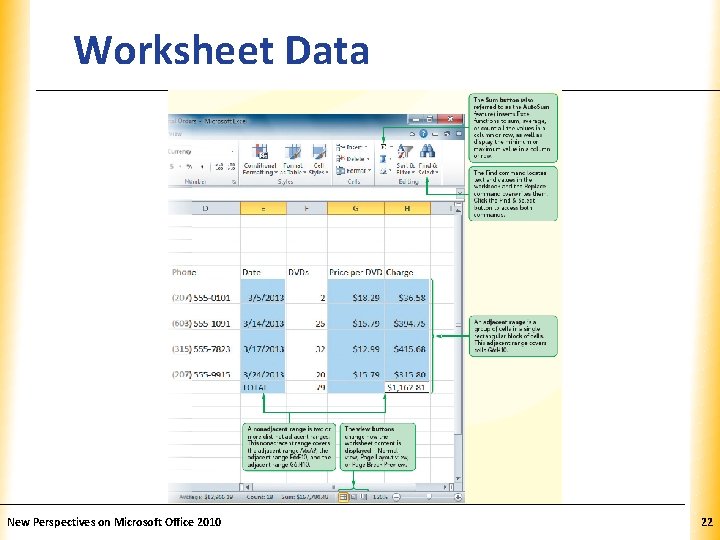 Worksheet Data New Perspectives on Microsoft Office 2010 XP 22 