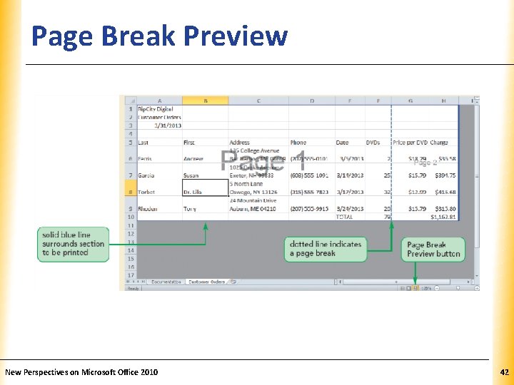 Page Break Preview New Perspectives on Microsoft Office 2010 XP 42 