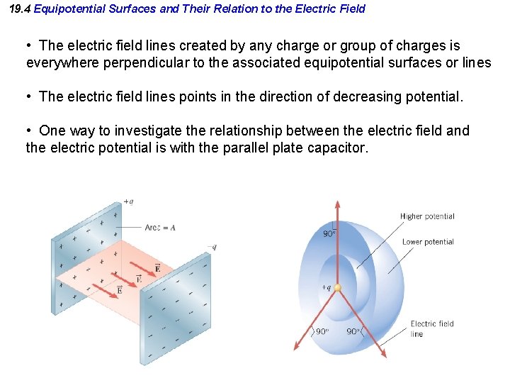 19. 4 Equipotential Surfaces and Their Relation to the Electric Field • The electric