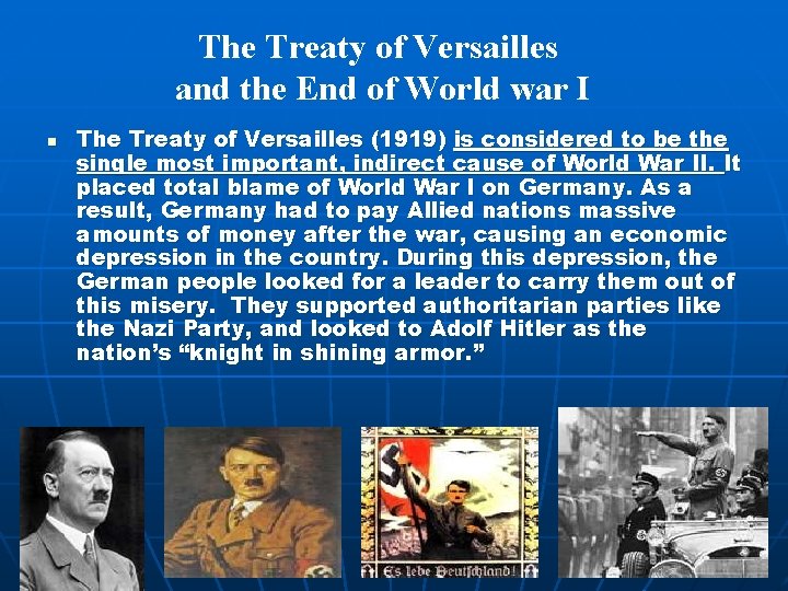 The Treaty of Versailles and the End of World war I n The Treaty