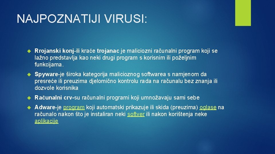 NAJPOZNATIJI VIRUSI: Rrojanski konj-ili kraće trojanac je maliciozni računalni program koji se lažno predstavlja NAJPOZNATIJI VIRUSI: Rrojanski konj-ili kraće trojanac je maliciozni računalni program koji se lažno predstavlja