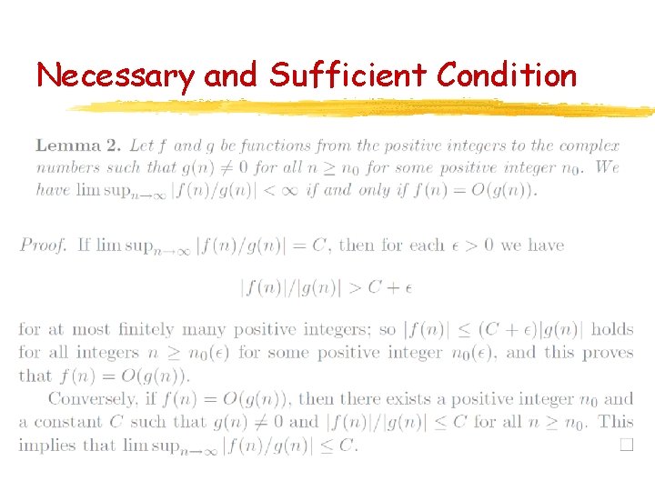 Necessary and Sufficient Condition 
