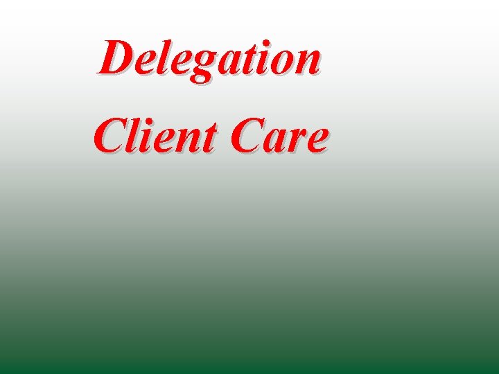 Delegation Client Care 