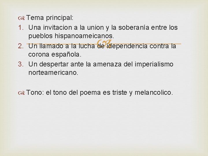 Tema principal: 1. Una invitacion a la union y la soberanía entre los Tema principal: 1. Una invitacion a la union y la soberanía entre los