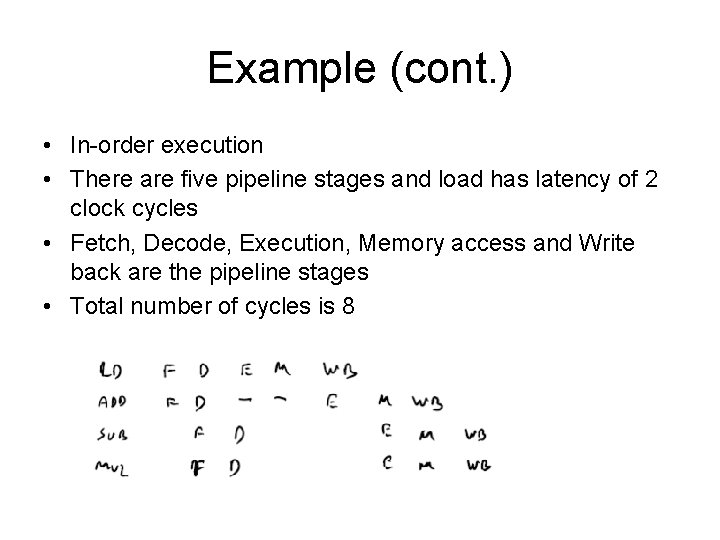 Example (cont. ) • In order execution • There are five pipeline stages and