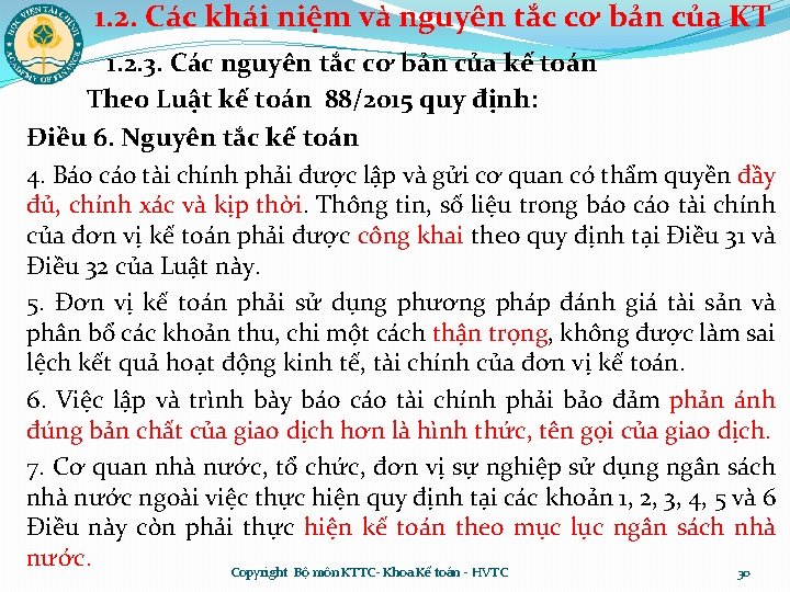 1. 2. Các khái niệm và nguyên tắc cơ bản của KT 1. 2.