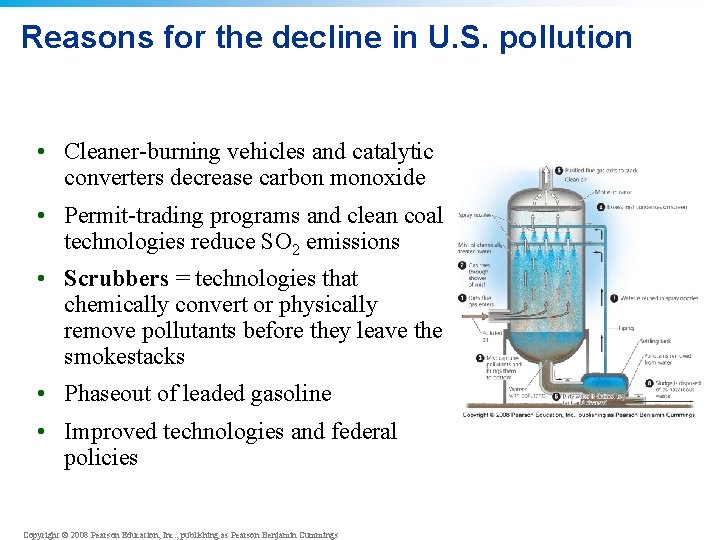 Reasons for the decline in U. S. pollution • Cleaner-burning vehicles and catalytic converters Reasons for the decline in U. S. pollution • Cleaner-burning vehicles and catalytic converters