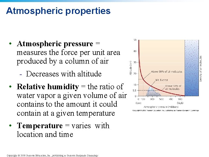 Atmospheric properties • Atmospheric pressure = measures the force per unit area produced by Atmospheric properties • Atmospheric pressure = measures the force per unit area produced by