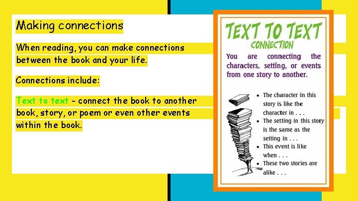 Making connections When reading, you can make connections between the book and your life.