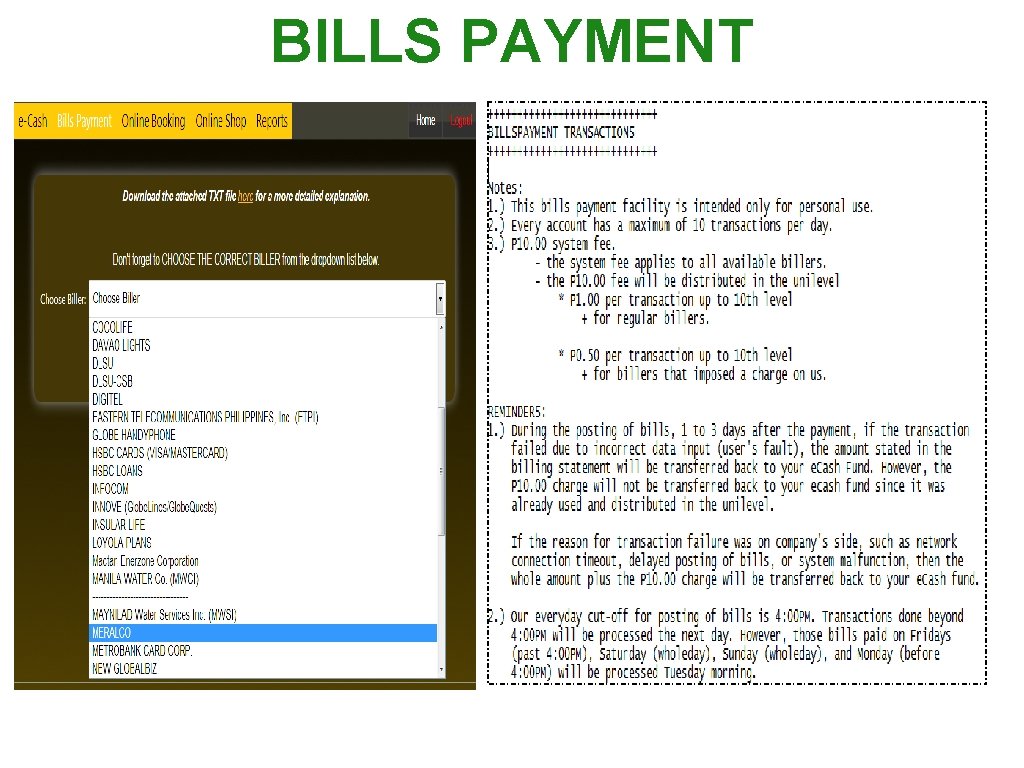 BILLS PAYMENT 