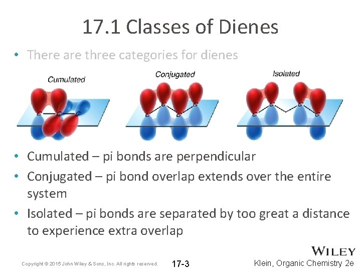 17. 1 Classes of Dienes • There are three categories for dienes • Cumulated