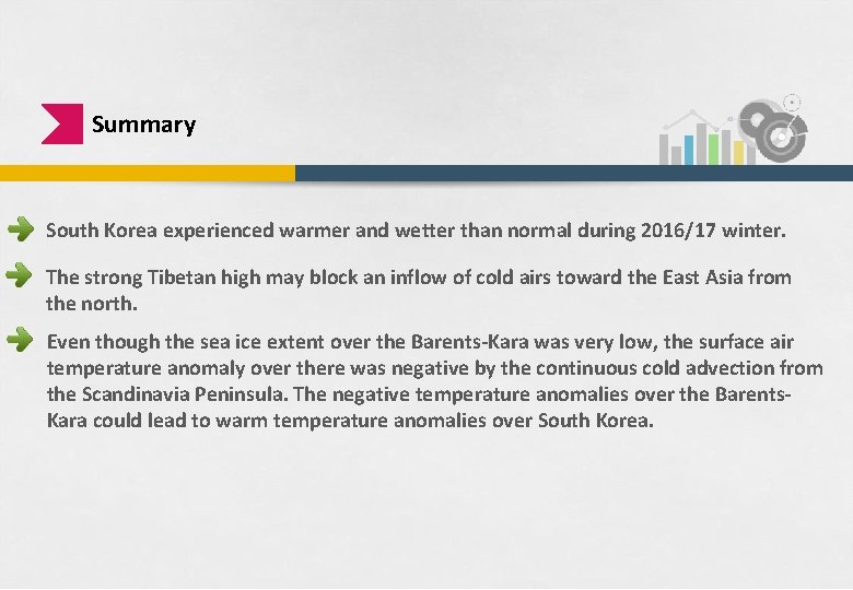 Summary South Korea experienced warmer and wetter than normal during 2016/17 winter. The strong