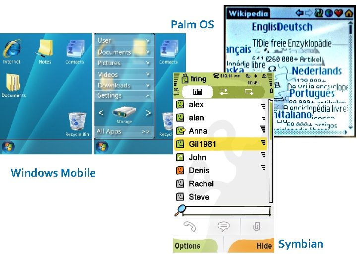 Palm OS Windows Mobile Symbian 