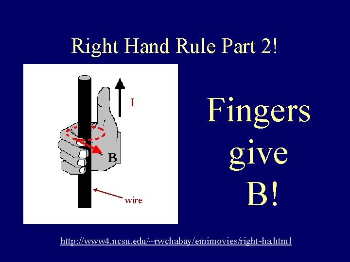Right Hand Rule Part 2! I wire Fingers give B! http: //www 4. ncsu. Right Hand Rule Part 2! I wire Fingers give B! http: //www 4. ncsu.