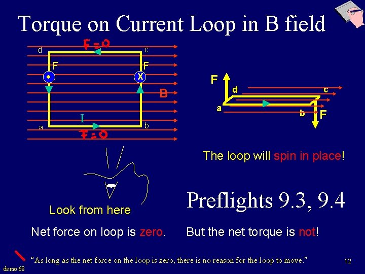 Torque on Current Loop in B field c d • F F X B Torque on Current Loop in B field c d • F F X B