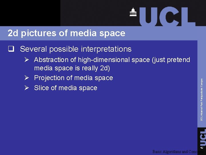 2 d pictures of media space Ø Abstraction of high-dimensional space (just pretend media