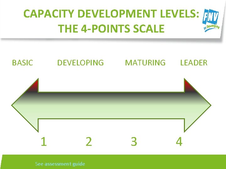 CAPACITY DEVELOPMENT LEVELS: THE 4 -POINTS SCALE BASIC DEVELOPING 1 See assessment guide 2